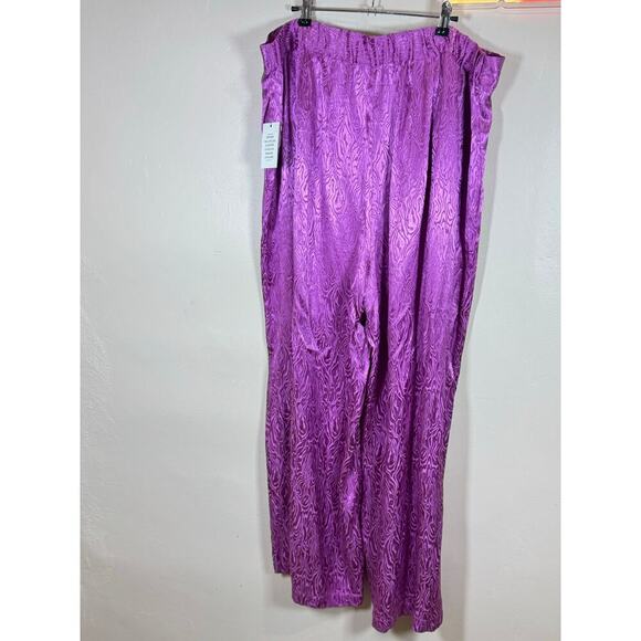 NWT Eloquii Wide Leg Pants Size 18 Pleated Lightweight Abstract Print Pink - Picture 4 of 11